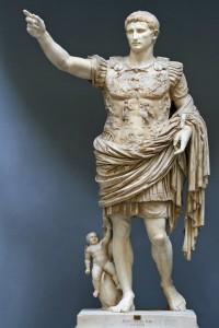 Augustus of Prima Porta. Early first century CE. Painted marble. 6'8" in height. Musei Vaticani, Rome. 