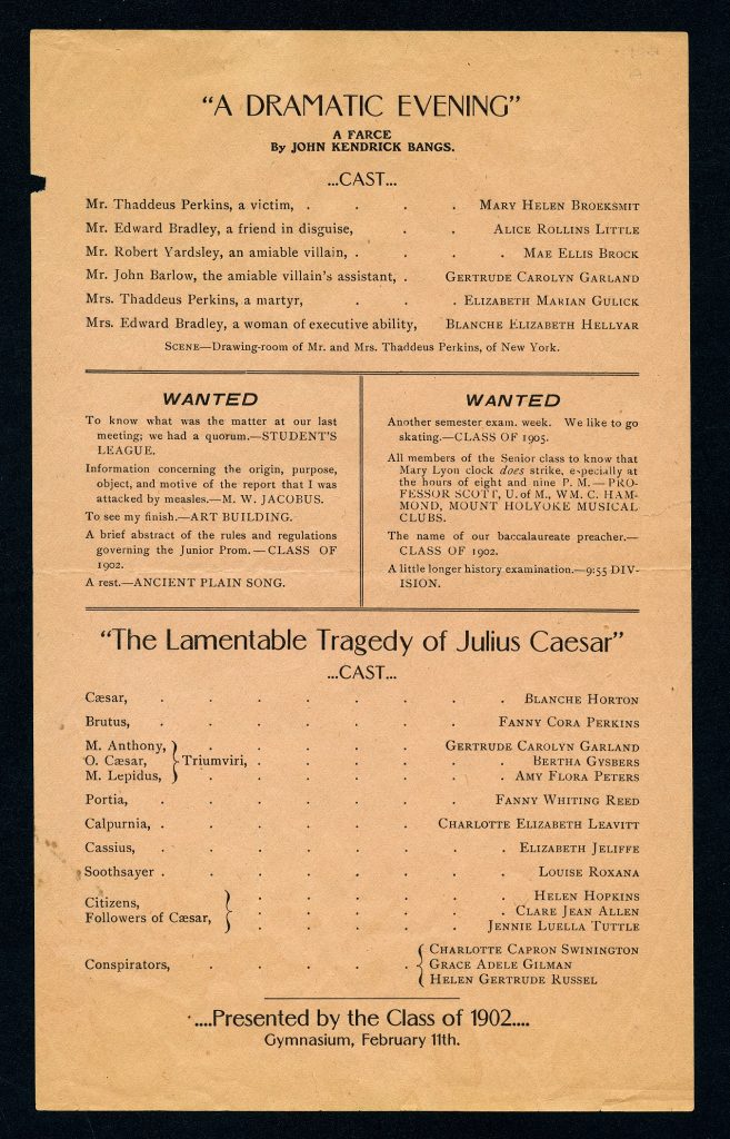 Play Programs, February 11th, 1902 and May 27th, 1902