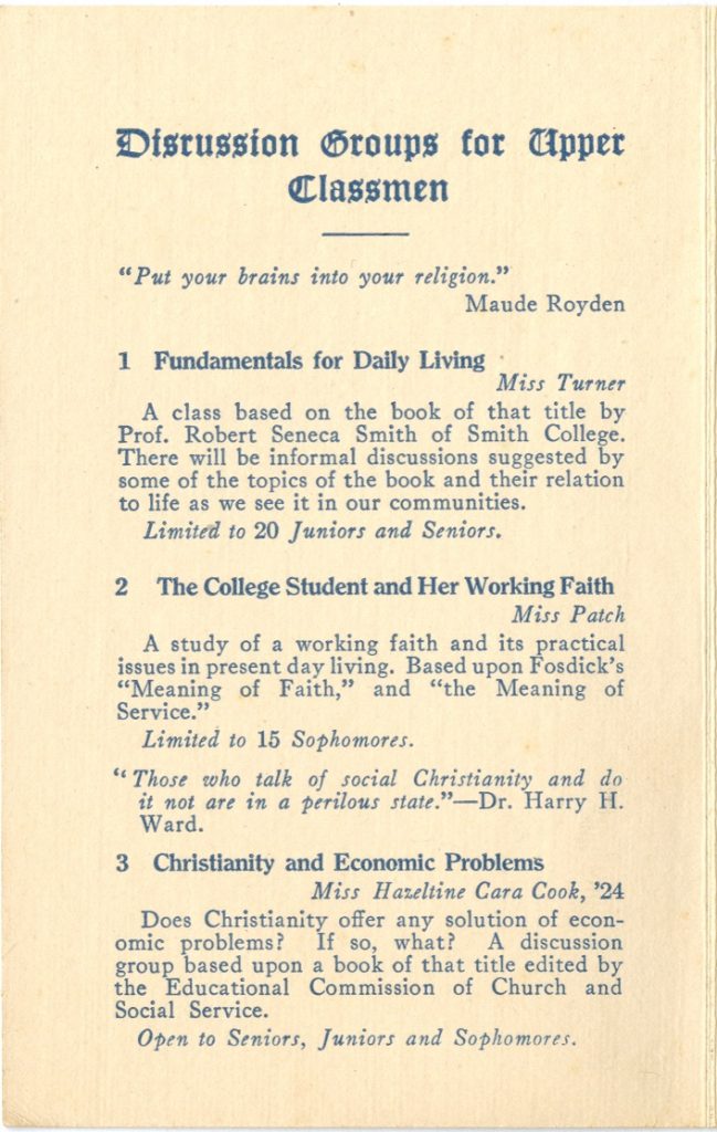 A faded off-white pamphlet, published in 1923. See the entry entitled “The Cosmopolitan Club” for a description of its contents.