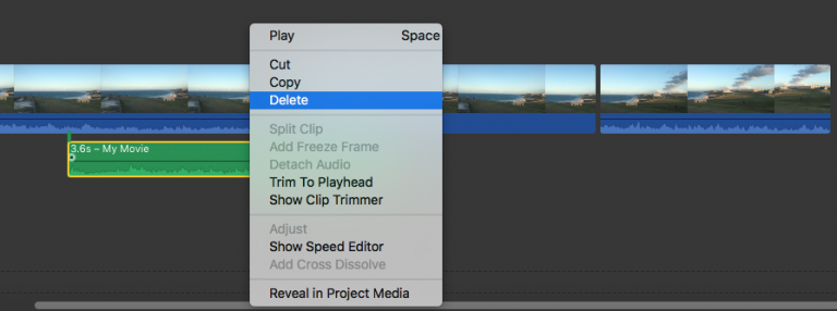imovie split clip shortcut