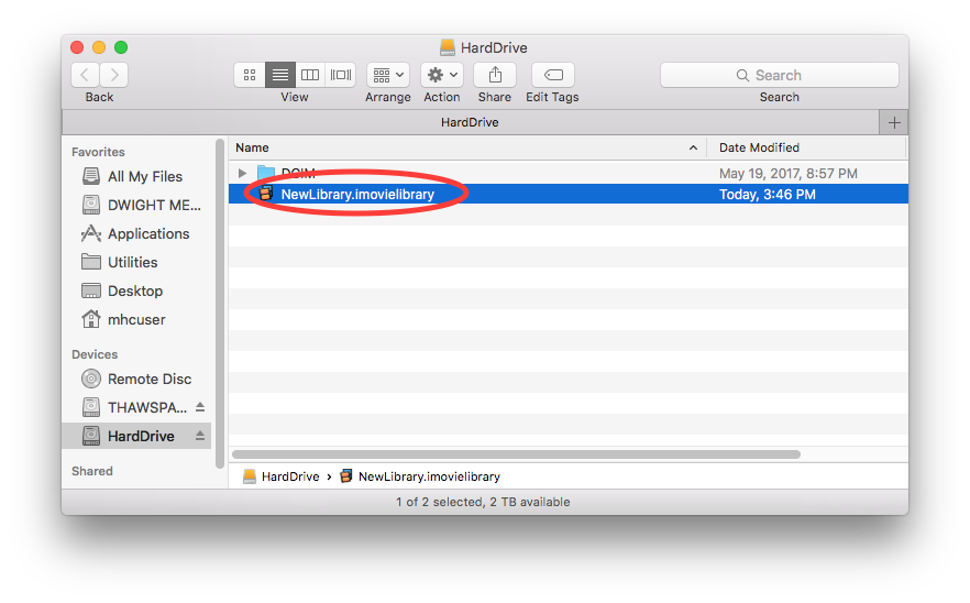 how to do imovie projects on hard drive