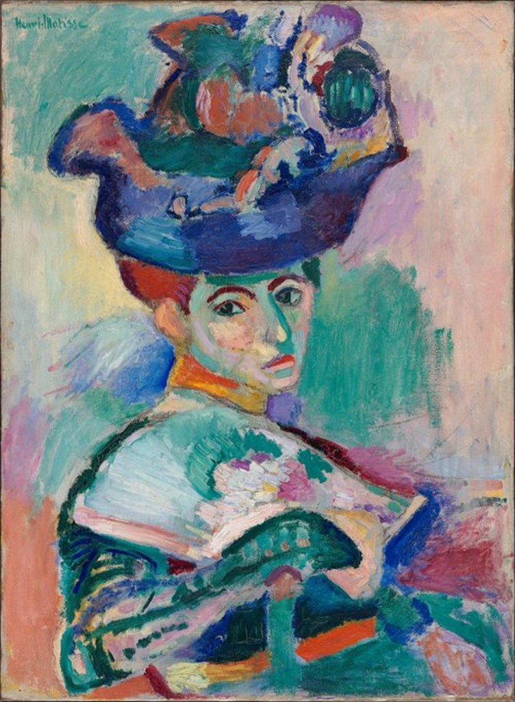 1. What features of this portrait stand out? 2. How do you think Matisse felt about the woman in the portrait? 3. If you discovered that the woman was Matisse’s wife, how would that affect your understanding of the painting? 4. Is this painting beautiful? Is Mme. Matisse beautiful? Does that matter?