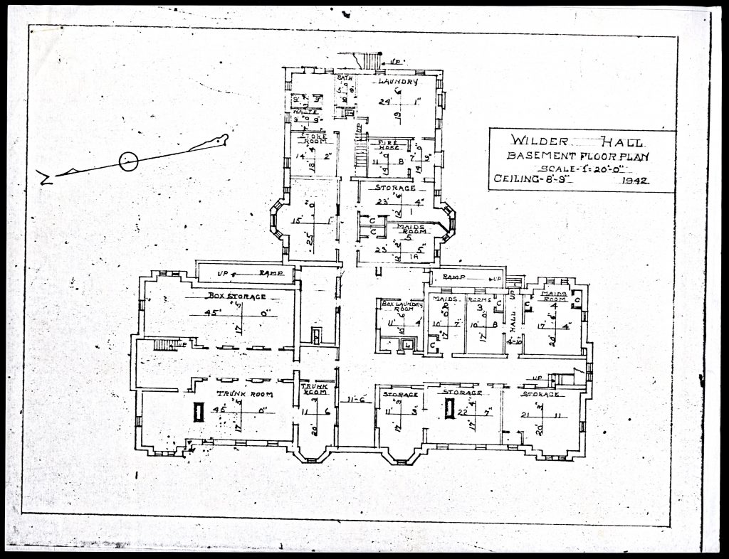 Black and white hand drawn floor plan showing rooms and hallways