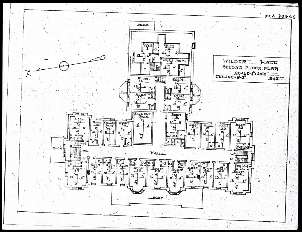 Black and white hand drawn floor plan showing rooms and hallways