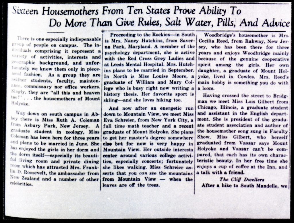 Newspaper article with title and three columns of text