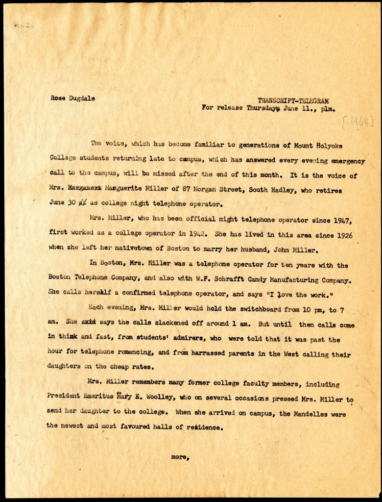 Type written announcement on aged paper