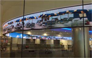 Image of Huge scrolling digital display – Miami International Airport.