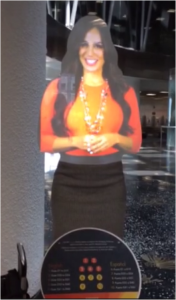 Image of Electronic/digital talking avatar at Miami International Airport.